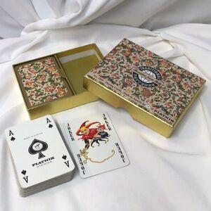 Piatnik Vienna Austria vintage Playing Cards set Gold Floral Box